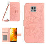 Skin Feel Custodia per cellulare in pelle con motivo a fiori di sole con cordino, For Motorola Moto G Power 2021, For Motorola Moto G Power 2022