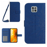Skin Feel Custodia per cellulare in pelle con motivo a fiori di sole con cordino, For Motorola Moto G Power 2021, For Motorola Moto G Power 2022