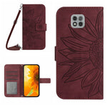 Skin Feel Custodia per cellulare in pelle con motivo a fiori di sole con cordino, For Motorola Moto G Power 2021, For Motorola Moto G Power 2022