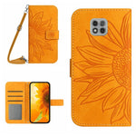 Skin Feel Custodia per cellulare in pelle con motivo a fiori di sole con cordino, For Motorola Moto G Power 2021, For Motorola Moto G Power 2022