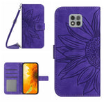 Skin Feel Custodia per cellulare in pelle con motivo a fiori di sole con cordino, For Motorola Moto G Power 2021, For Motorola Moto G Power 2022