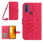 Skin Feel Custodia per cellulare in pelle con motivo a fiori di sole con cordino, For Motorola Moto G Pure 2021, For Motorola Moto G Stylus 5G