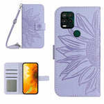 Skin Feel Custodia per cellulare in pelle con motivo a fiori di sole con cordino, For Motorola Moto G Pure 2021, For Motorola Moto G Stylus 5G