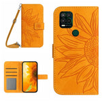 Skin Feel Custodia per cellulare in pelle con motivo a fiori di sole con cordino, For Motorola Moto G Pure 2021, For Motorola Moto G Stylus 5G