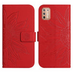 Skin Feel Custodia per cellulare in pelle con motivo a fiori di sole con cordino, For Motorola Moto G9 Plus, For Motorola Moto G9 Power