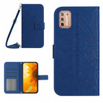 Skin Feel Custodia per cellulare in pelle con motivo a fiori di sole con cordino, For Motorola Moto G9 Plus, For Motorola Moto G9 Power