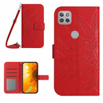 Skin Feel Custodia per cellulare in pelle con motivo a fiori di sole con cordino, For Motorola Moto G9 Plus, For Motorola Moto G9 Power