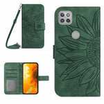 Skin Feel Custodia per cellulare in pelle con motivo a fiori di sole con cordino, For Motorola Moto G9 Plus, For Motorola Moto G9 Power