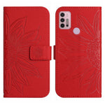 Skin Feel Custodia per cellulare in pelle con motivo a fiori di sole con cordino, For Motorola Moto G10/G20/G30, For Motorola Moto G22