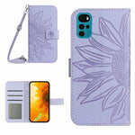 Skin Feel Custodia per cellulare in pelle con motivo a fiori di sole con cordino, For Motorola Moto G10/G20/G30, For Motorola Moto G22