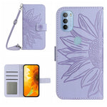 Skin Feel Custodia per cellulare in pelle con motivo a fiori di sole con cordino, For Motorola Moto G31/G41, For Motorola Moto G32