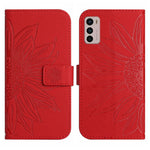 Skin Feel Custodia per cellulare in pelle con motivo a fiori di sole con cordino, For Motorola Moto G42, For Motorola Moto G50