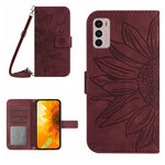 Skin Feel Custodia per cellulare in pelle con motivo a fiori di sole con cordino, For Motorola Moto G42, For Motorola Moto G50
