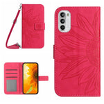 Skin Feel Custodia per cellulare in pelle con motivo a fiori di sole con cordino, For Motorola Moto G51 5G, For Motorola Moto G52J