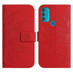 Skin Feel Custodia per cellulare in pelle con motivo a fiori di sole con cordino, For Motorola Moto G71 5G, For Motorola Moto G72 5G