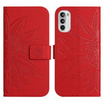 Skin Feel Custodia per cellulare in pelle con motivo a fiori di sole con cordino, For Motorola Moto G82 5G/G52 4G/G71S, For Motorola Moto G100