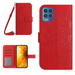 Skin Feel Custodia per cellulare in pelle con motivo a fiori di sole con cordino, For Motorola Moto G82 5G/G52 4G/G71S, For Motorola Moto G100