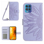 Skin Feel Custodia per cellulare in pelle con motivo a fiori di sole con cordino, For Motorola Moto G82 5G/G52 4G/G71S, For Motorola Moto G100