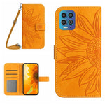 Skin Feel Custodia per cellulare in pelle con motivo a fiori di sole con cordino, For Motorola Moto G82 5G/G52 4G/G71S, For Motorola Moto G100