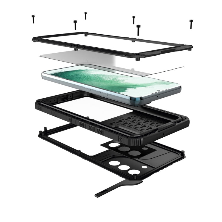Custodia per telefono in metallo + silicone con protezione per lo schermo, For Samsung Galaxy S22 5G, For Samsung Galaxy S22+ 5G, For Samsung Galaxy S22 Ultra 5G
