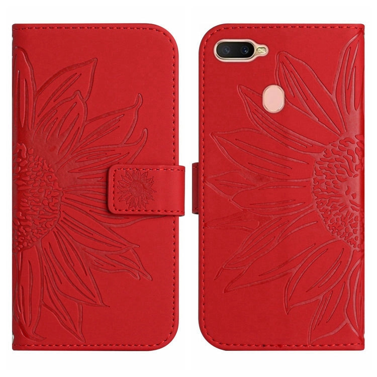 Skin Feel Custodia per cellulare in pelle con motivo a fiori di sole con cordino, For OPPO A7/A12, For OPPO A8/A31