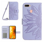 Skin Feel Custodia per cellulare in pelle con motivo a fiori di sole con cordino, For OPPO A7/A12, For OPPO A8/A31
