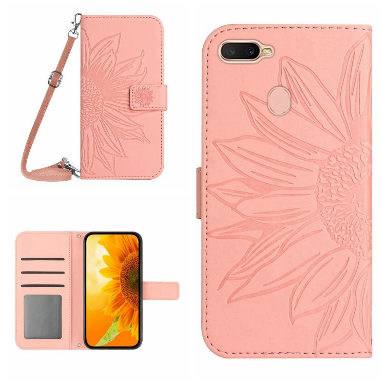 Skin Feel Custodia per cellulare in pelle con motivo a fiori di sole con cordino, For OPPO A7/A12, For OPPO A8/A31