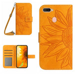 Skin Feel Custodia per cellulare in pelle con motivo a fiori di sole con cordino, For OPPO A7/A12, For OPPO A8/A31