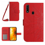 Skin Feel Custodia per cellulare in pelle con motivo a fiori di sole con cordino, For OPPO A7/A12, For OPPO A8/A31