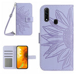 Skin Feel Custodia per cellulare in pelle con motivo a fiori di sole con cordino, For OPPO A7/A12, For OPPO A8/A31