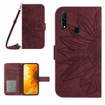 Skin Feel Custodia per cellulare in pelle con motivo a fiori di sole con cordino, For OPPO A7/A12, For OPPO A8/A31