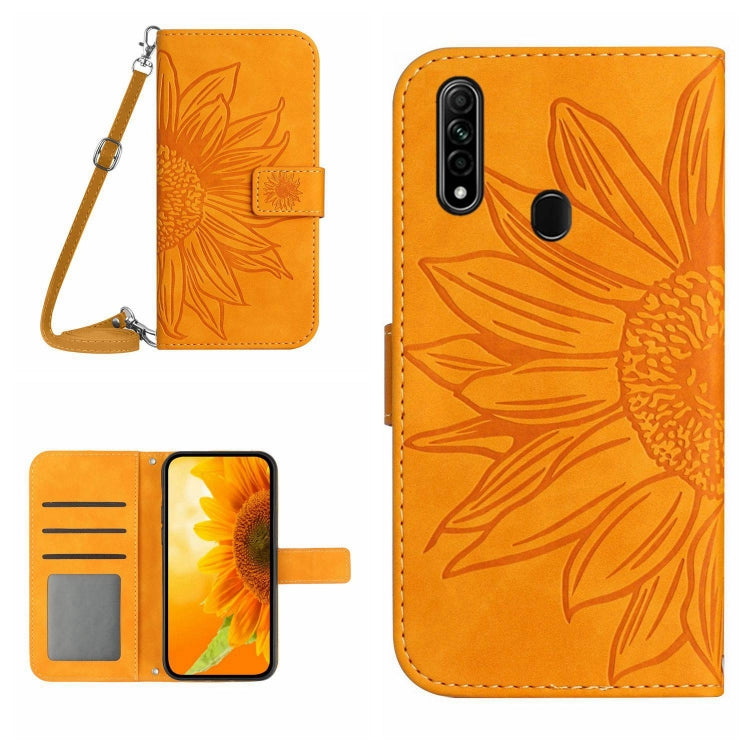 Skin Feel Custodia per cellulare in pelle con motivo a fiori di sole con cordino, For OPPO A7/A12, For OPPO A8/A31