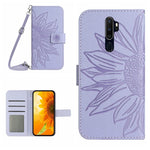 Skin Feel Custodia per cellulare in pelle con motivo a fiori di sole con cordino, For OPPO A9 2020/A5 2020, For OPPO A15/A15S