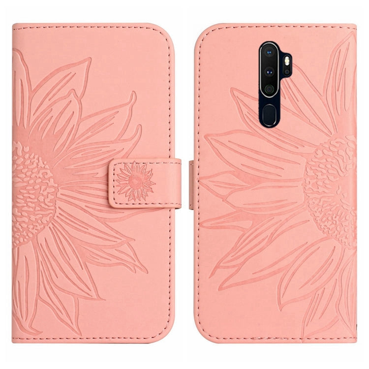 Skin Feel Custodia per cellulare in pelle con motivo a fiori di sole con cordino, For OPPO A9 2020/A5 2020, For OPPO A15/A15S