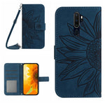 Skin Feel Custodia per cellulare in pelle con motivo a fiori di sole con cordino, For OPPO A9 2020/A5 2020, For OPPO A15/A15S