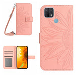 Skin Feel Custodia per cellulare in pelle con motivo a fiori di sole con cordino, For OPPO A9 2020/A5 2020, For OPPO A15/A15S