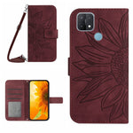 Skin Feel Custodia per cellulare in pelle con motivo a fiori di sole con cordino, For OPPO A9 2020/A5 2020, For OPPO A15/A15S