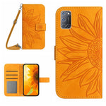 Skin Feel Custodia per cellulare in pelle con motivo a fiori di sole con cordino, For OPPO A52/A72/A92, For OPPO A53 4G/A32/A33 2020/A53S