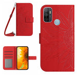 Skin Feel Custodia per cellulare in pelle con motivo a fiori di sole con cordino, For OPPO A52/A72/A92, For OPPO A53 4G/A32/A33 2020/A53S