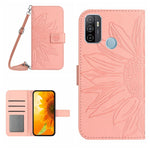 Skin Feel Custodia per cellulare in pelle con motivo a fiori di sole con cordino, For OPPO A52/A72/A92, For OPPO A53 4G/A32/A33 2020/A53S