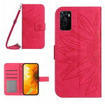 Skin Feel Custodia per cellulare in pelle con motivo a fiori di sole con cordino, For OPPO A55S Japan Edition, For OPPO A57 4G/A57 5G/A77 4G/A77 5G
