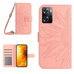 Skin Feel Custodia per cellulare in pelle con motivo a fiori di sole con cordino, For OPPO A55S Japan Edition, For OPPO A57 4G/A57 5G/A77 4G/A77 5G