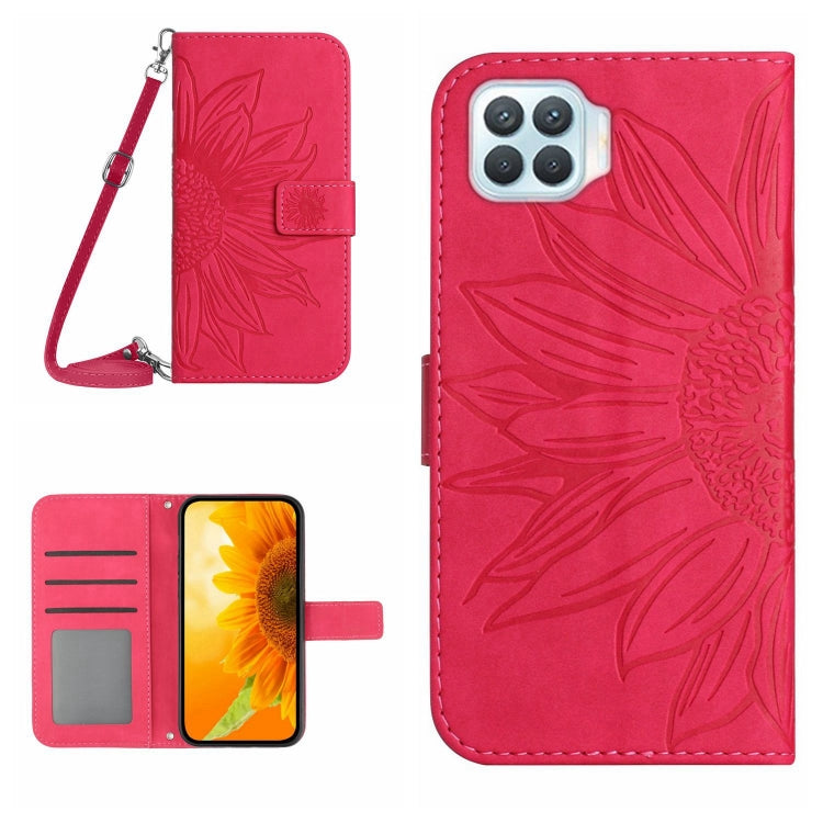 Skin Feel Custodia per cellulare in pelle con motivo a fiori di sole con cordino, For OPPO A73 4G, For OPPO A74 4G