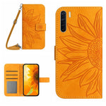 Skin Feel Custodia per cellulare in pelle con motivo a fiori di sole con cordino, For OPPO A91/Reno3 4G Global, For OPPO A17