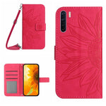 Skin Feel Custodia per cellulare in pelle con motivo a fiori di sole con cordino, For OPPO A91/Reno3 4G Global, For OPPO A17