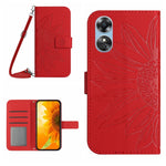 Skin Feel Custodia per cellulare in pelle con motivo a fiori di sole con cordino, For OPPO A91/Reno3 4G Global, For OPPO A17