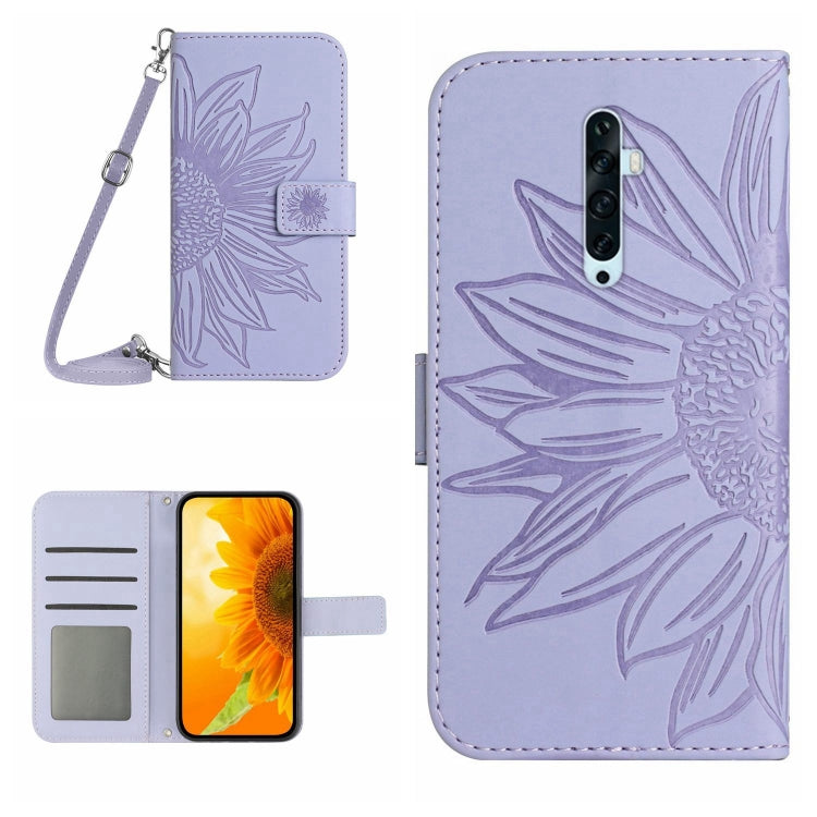 Skin Feel Custodia per cellulare in pelle con motivo a fiori di sole con cordino, For OPPO Reno2 Z/Reno2 F, For OPPO Reno3 Pro 5G/Find X2 Neo