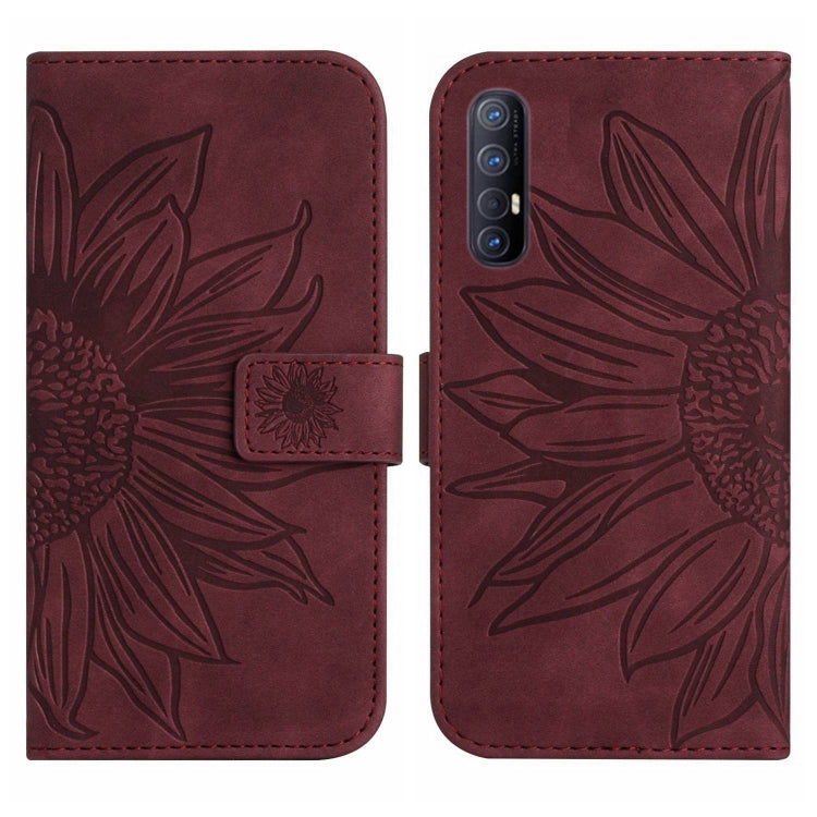 Skin Feel Custodia per cellulare in pelle con motivo a fiori di sole con cordino, For OPPO Reno2 Z/Reno2 F, For OPPO Reno3 Pro 5G/Find X2 Neo