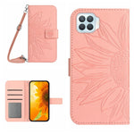 Skin Feel Custodia per cellulare in pelle con motivo a fiori di sole con cordino, For OPPO Reno4 5G, For OPPO Reno4 Lite/A93 4G