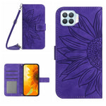 Skin Feel Custodia per cellulare in pelle con motivo a fiori di sole con cordino, For OPPO Reno4 5G, For OPPO Reno4 Lite/A93 4G
